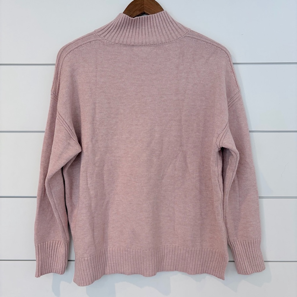 Magaschoni Pink Mock Neck Sweater Women M Soft Minimalist Spring Knit - Picture 3 of 7